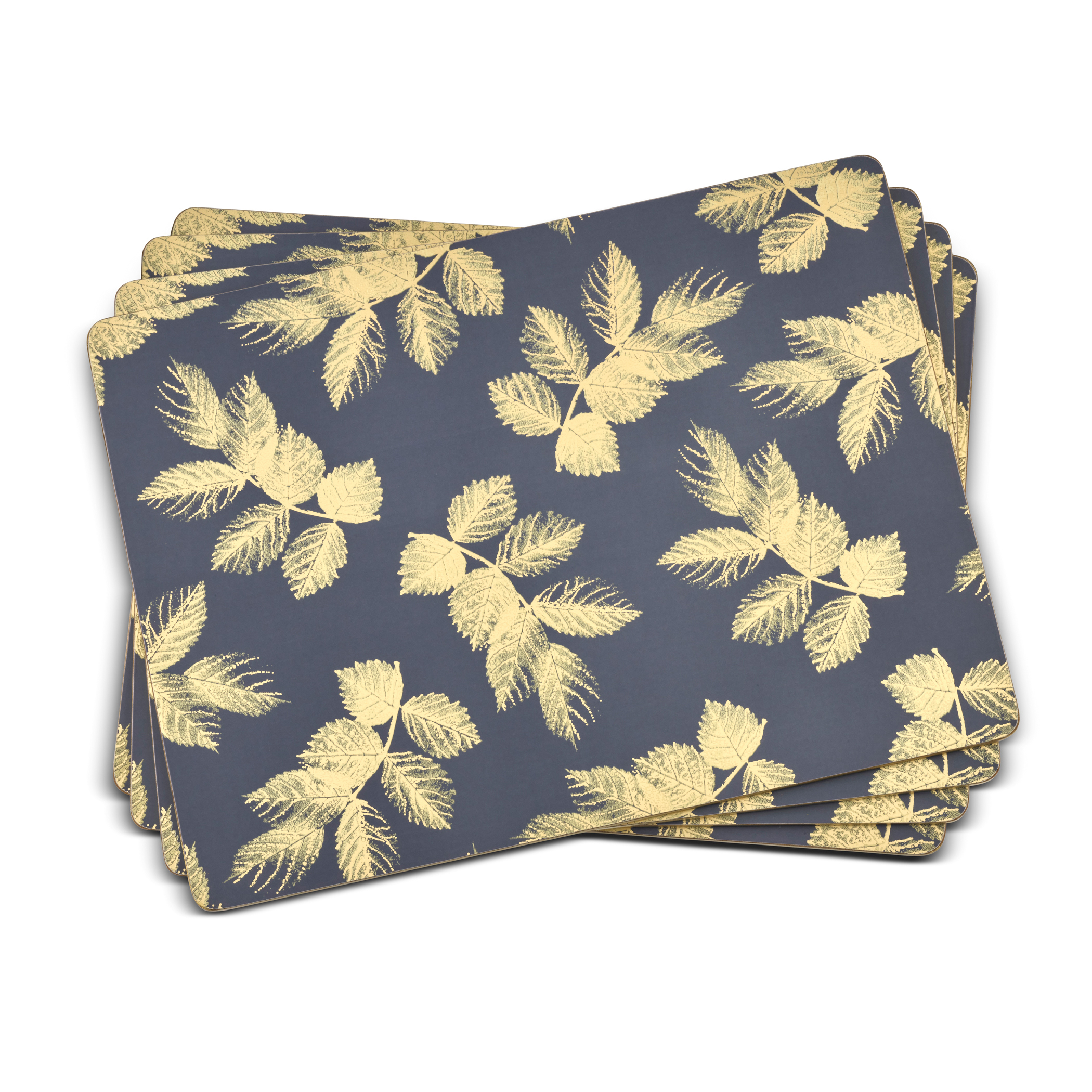 Sara Miller London Etched Leaves Placemats Set of 4 Navy - Large Size image number null