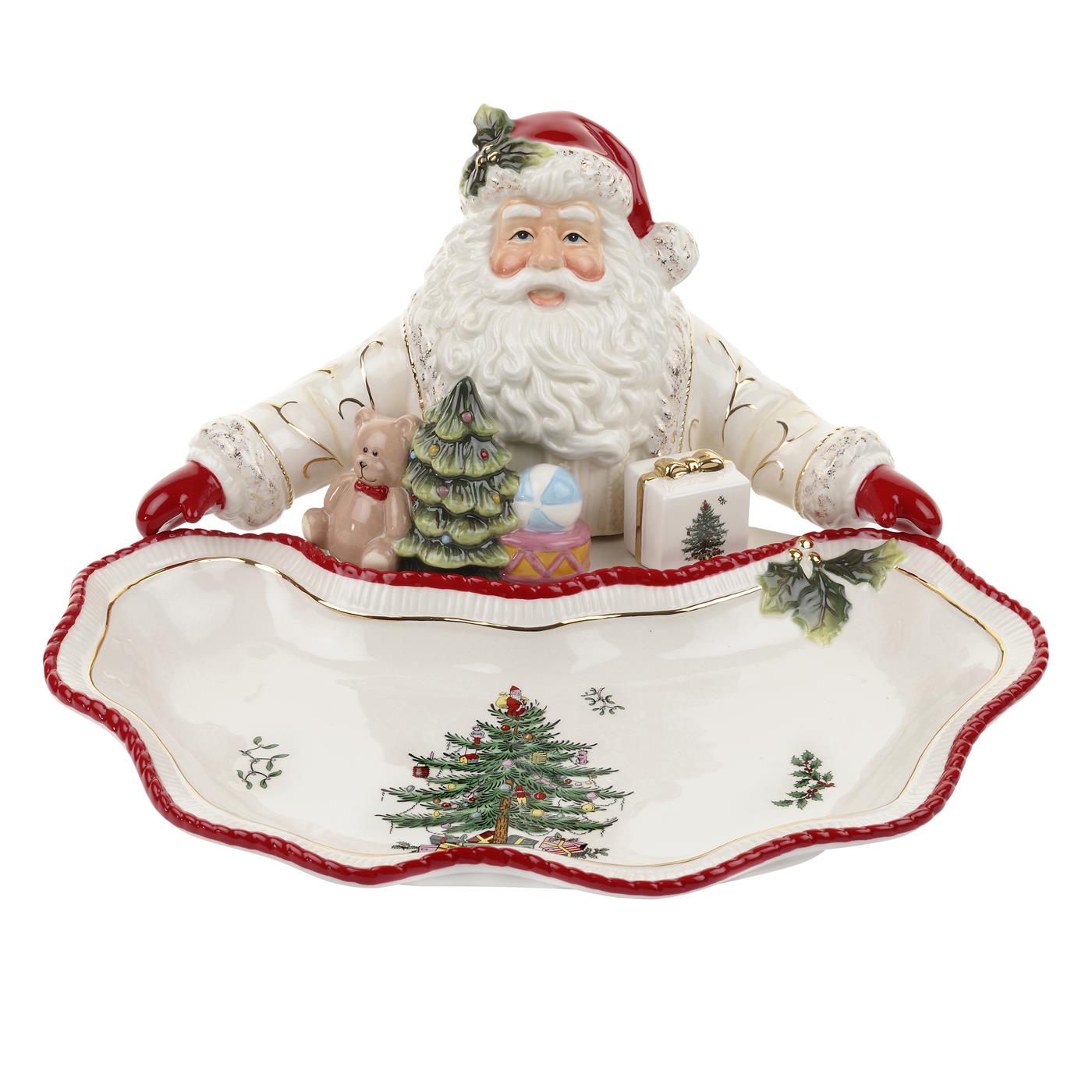 Christmas Tree Gold Figural Santa Dish image number null