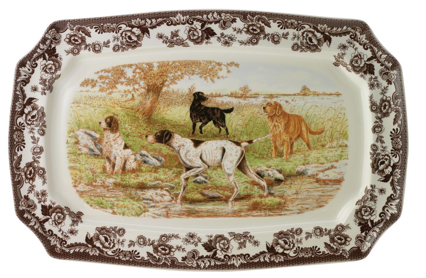 Woodland Rectangular Platter 17.5 Inch (Dog Scene) image number null