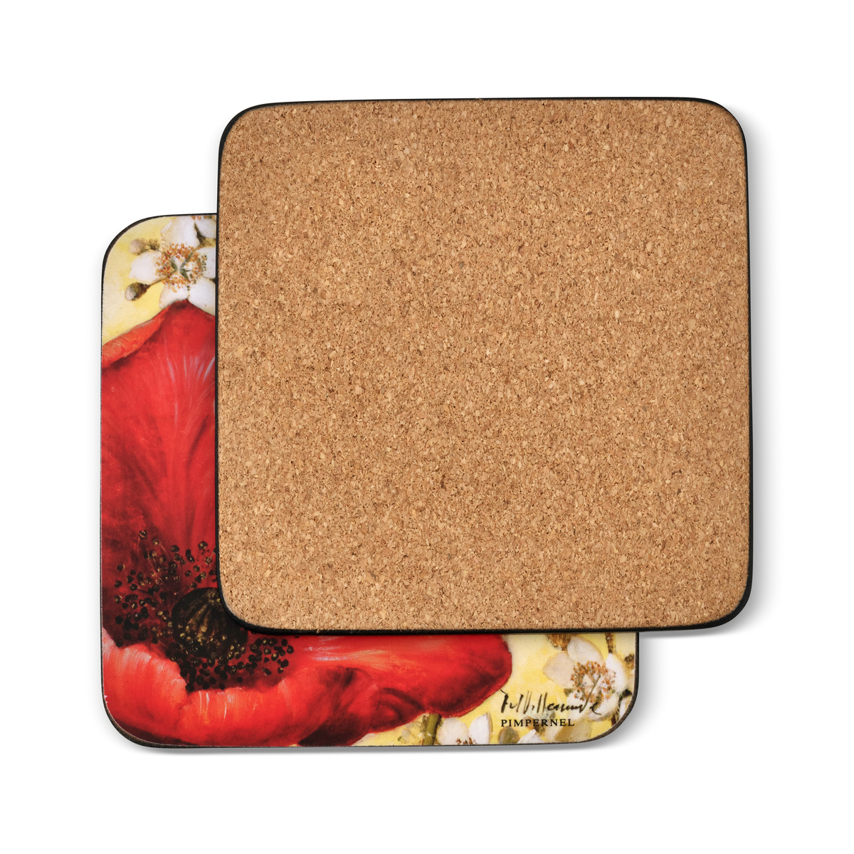 Red Poppy Blossoms Coasters Set of 6 image number null