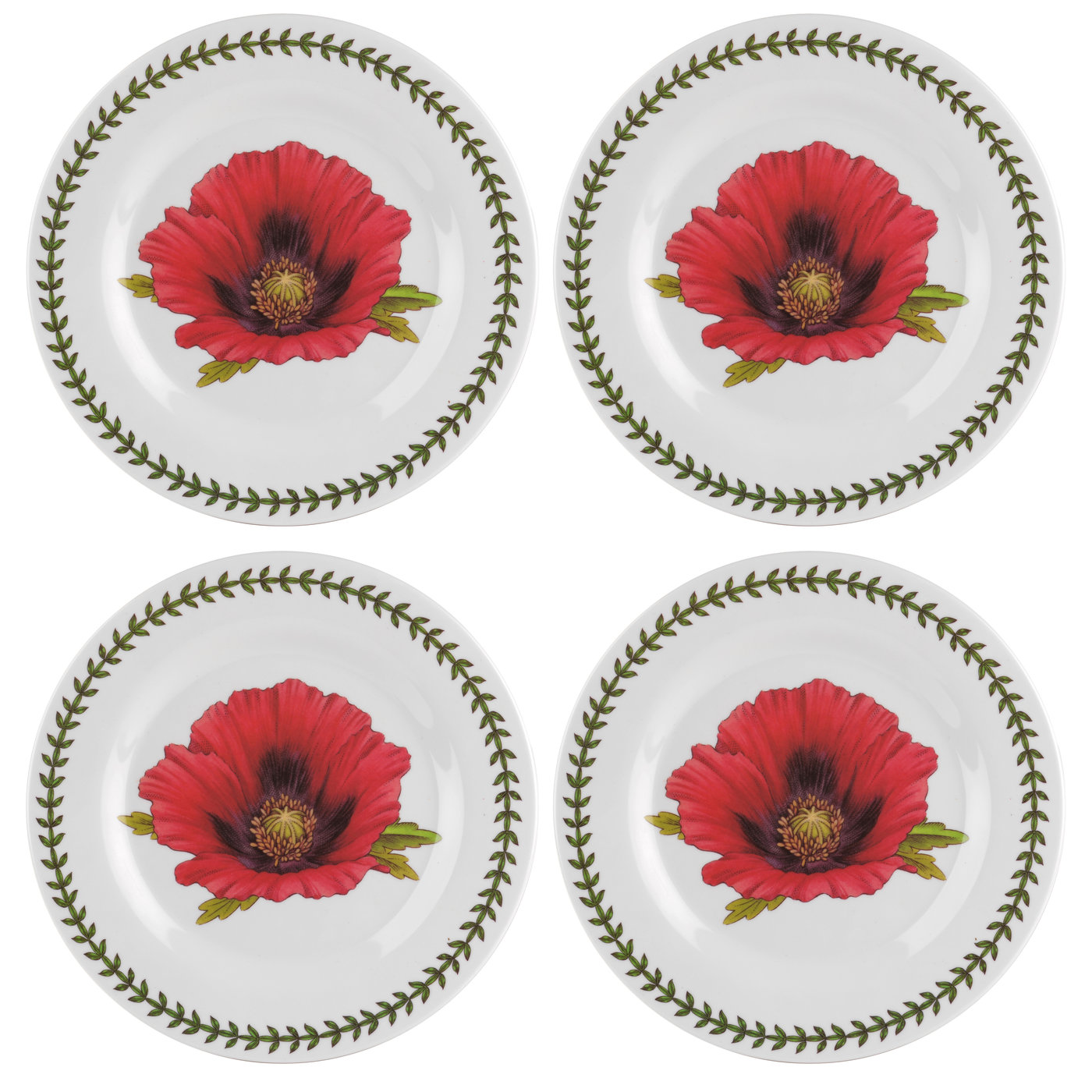 Botanic Garden Melamine Set of 4 Salad-Dessert Plates (Poppy) image number null