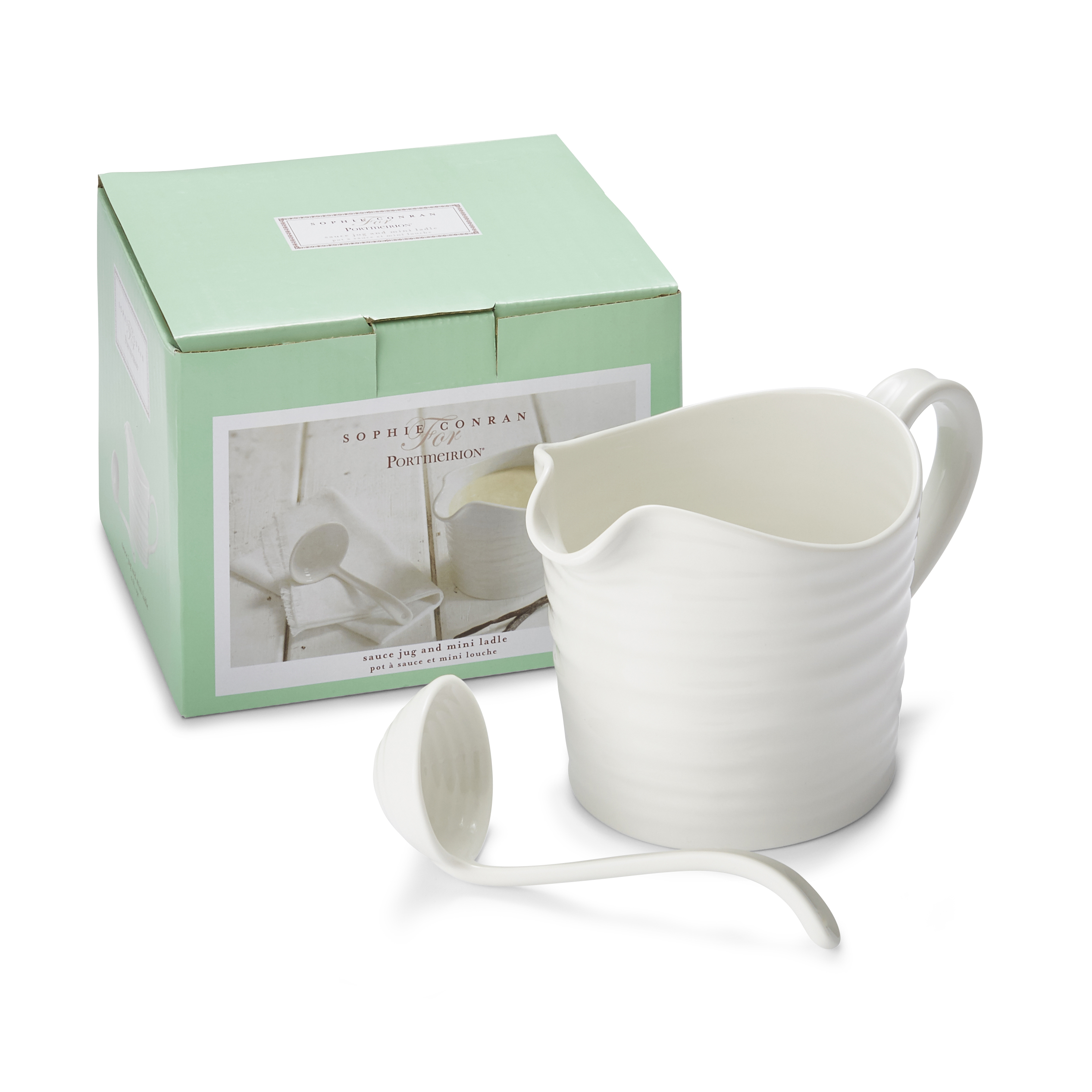 Sophie Conran White Mini Sauce Jug and Ladle Set image number null