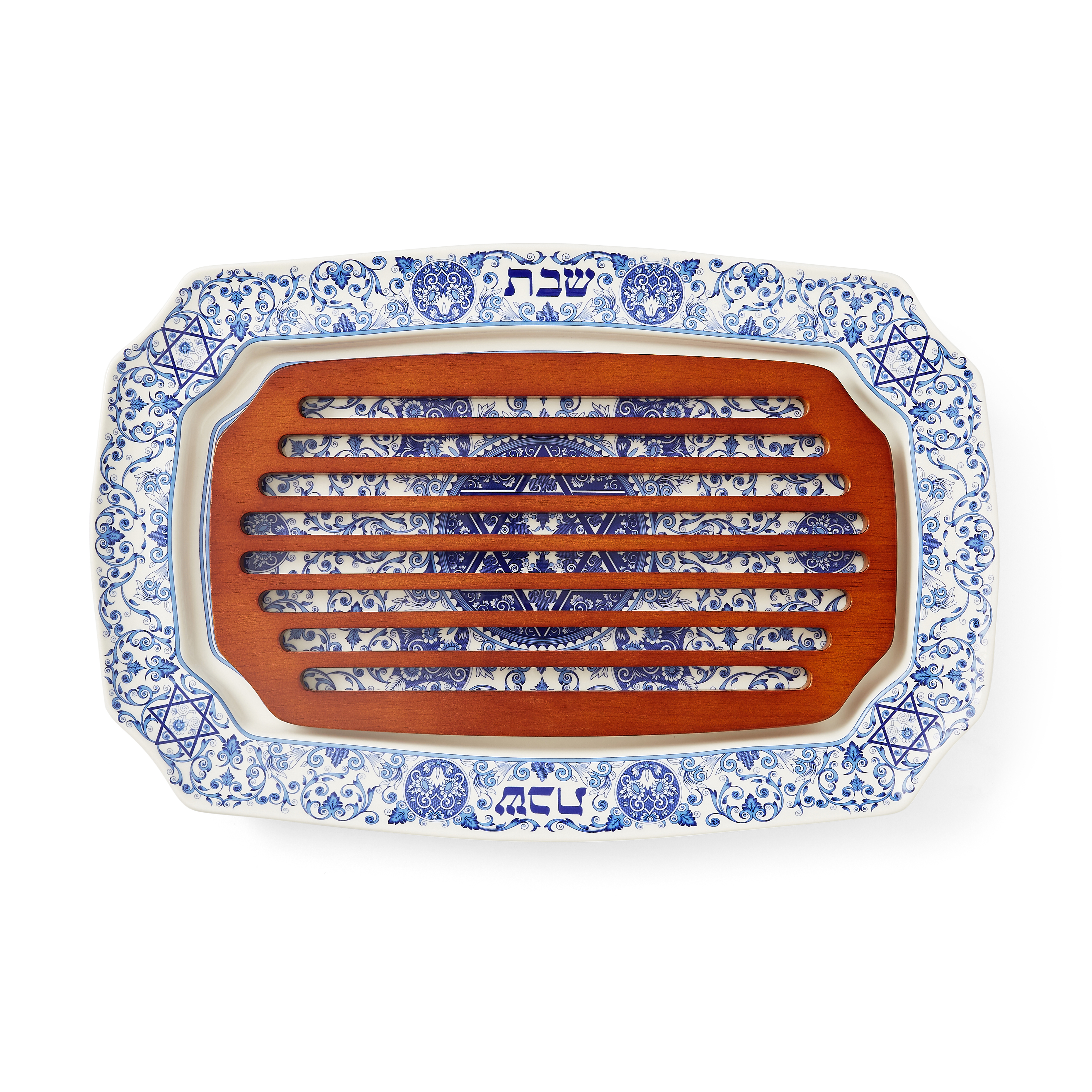 Judaica Challah Tray with Wood Insert image number null