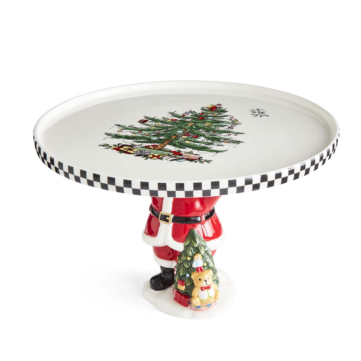 Christmas Tree Black & White Santa Cake Plate image number null