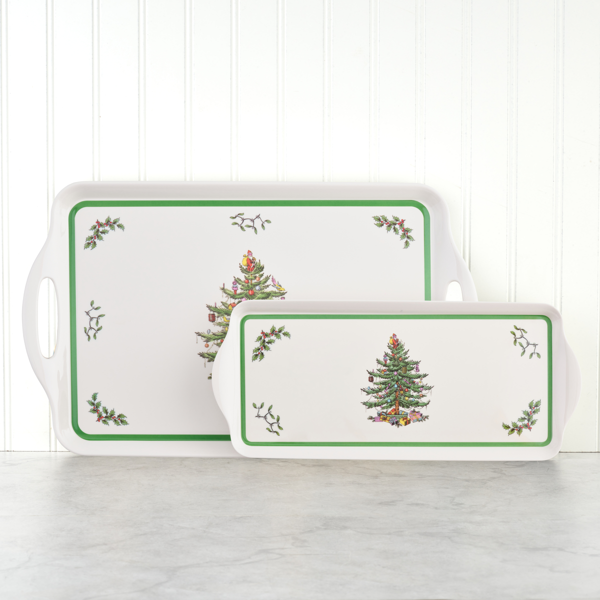 Christmas Tree Large Melamine Handled Tray image number null