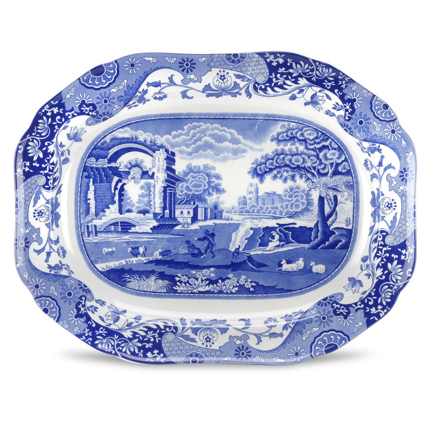 Blue Italian Medium Oval Platter image number null