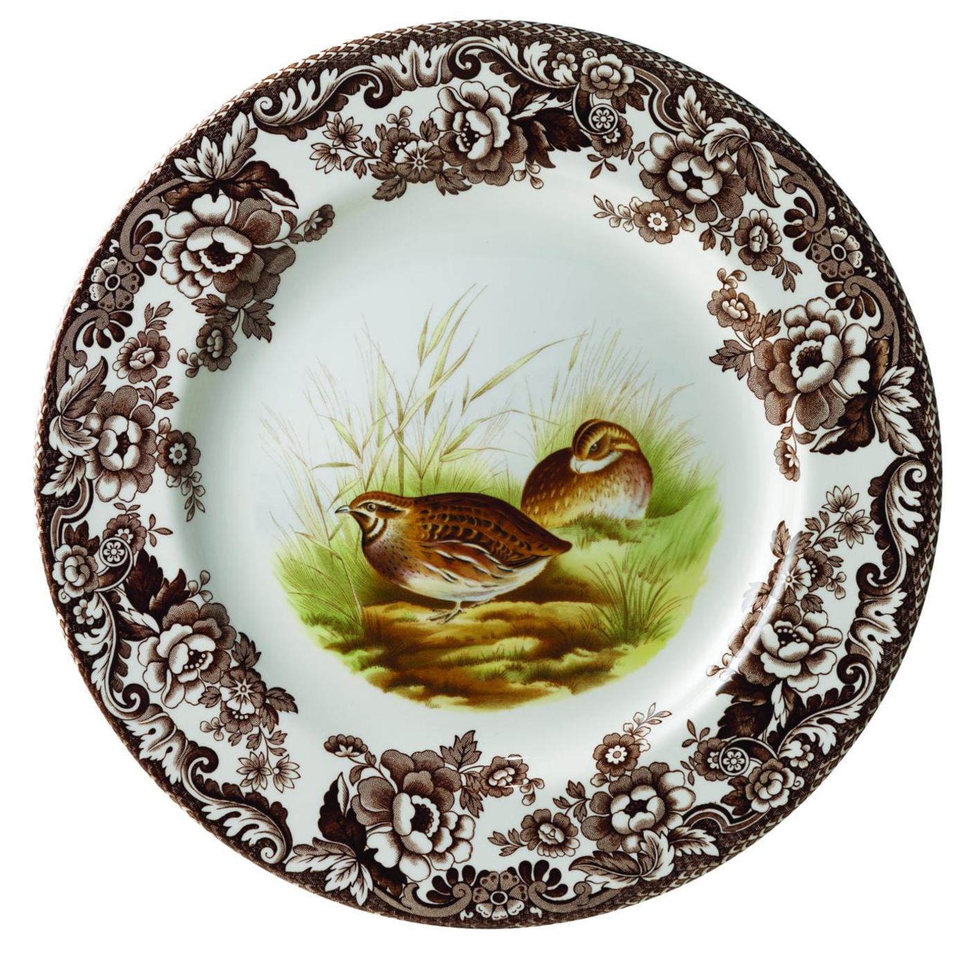 Woodland Quail Motif Dinner Plate image number null