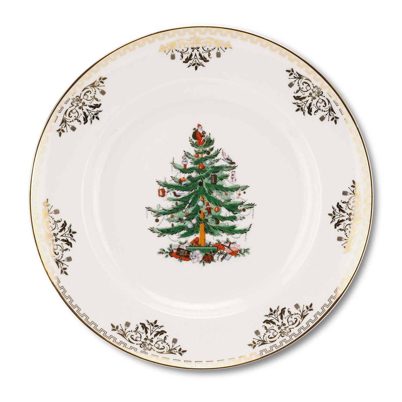 Christmas Tree Gold  Dinner Plates Set of 4 image number null