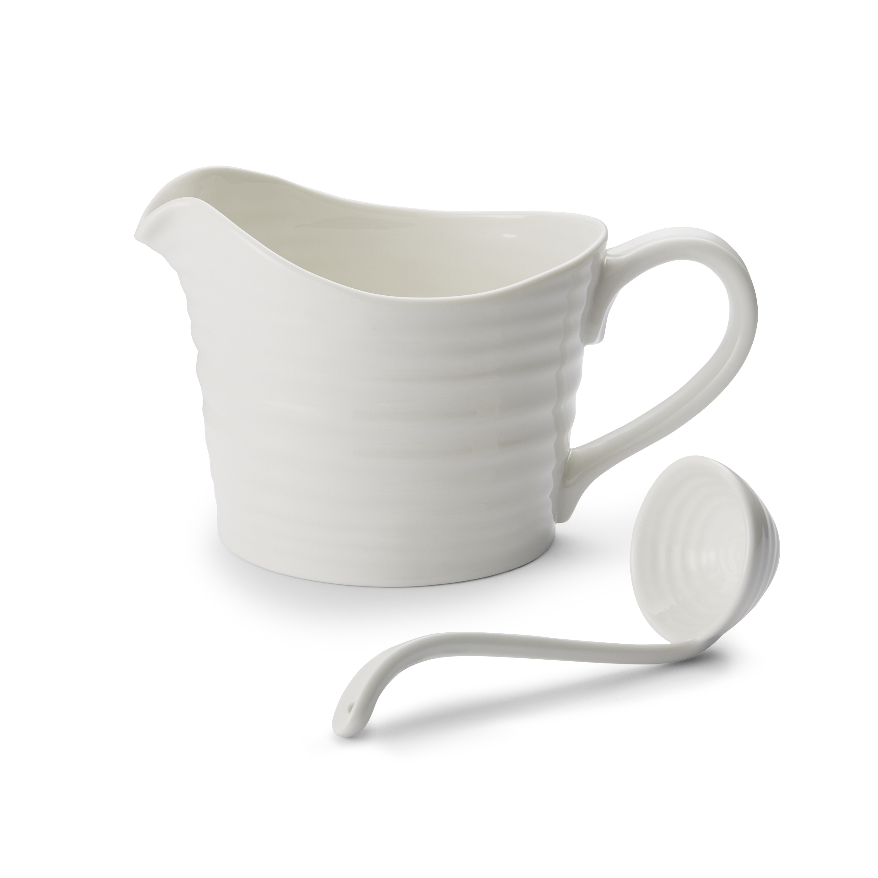 Sophie Conran White Mini Sauce Jug and Ladle Set image number null