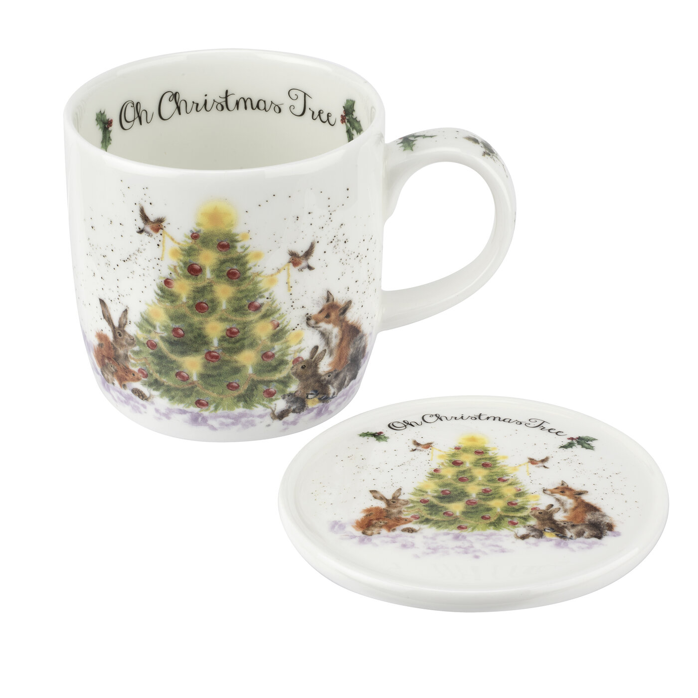 Mug & Coaster Set Oh Christmas Tree (Woodland Friends) image number null