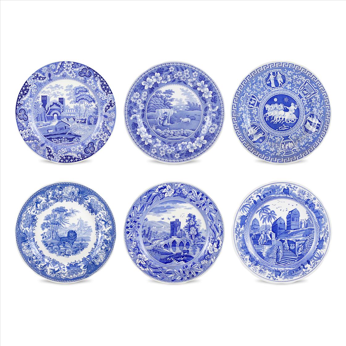 Spode Blue Room Set of 6 Traditions Plates Spode