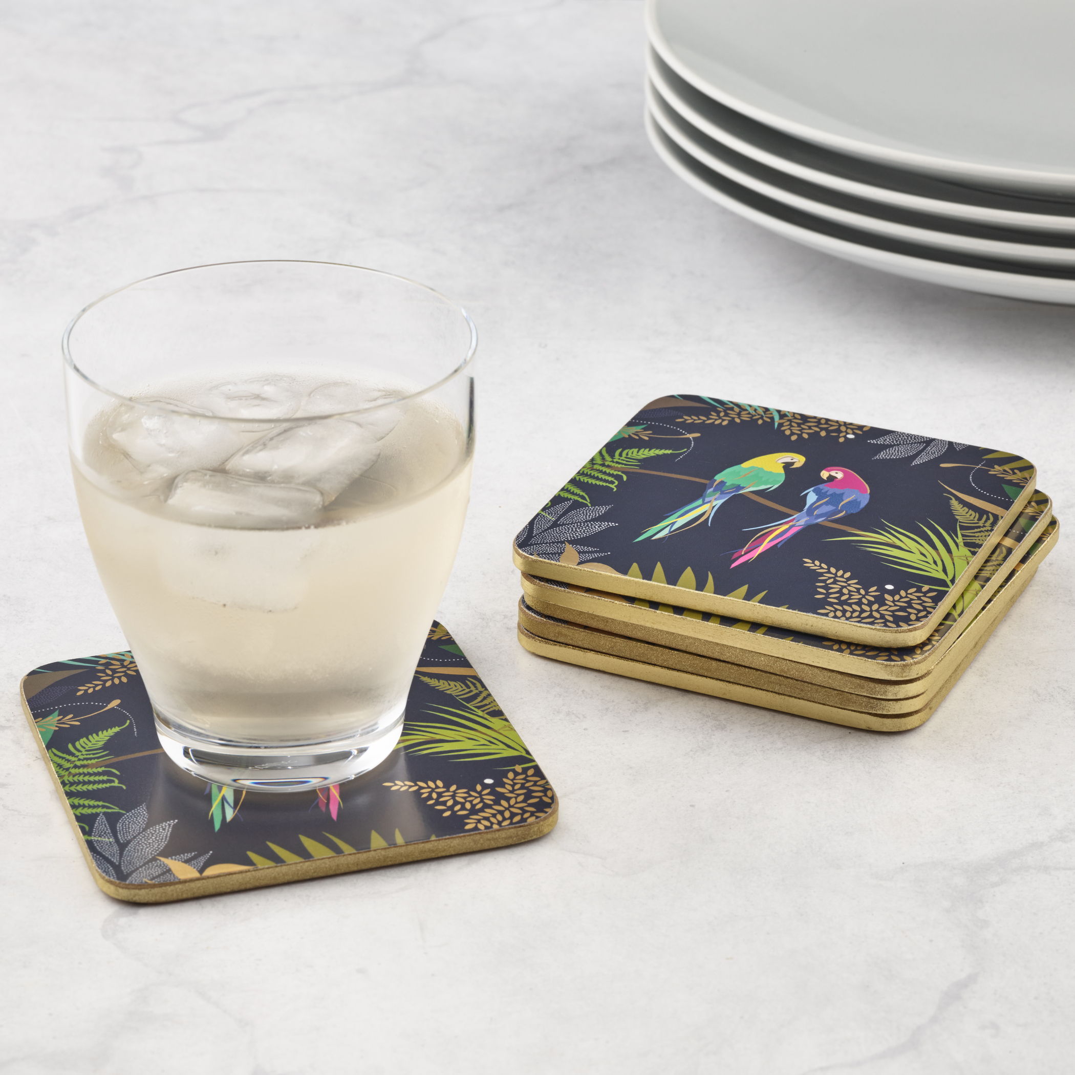 Sara Miller London Parrot Coasters Set of 6 image number null