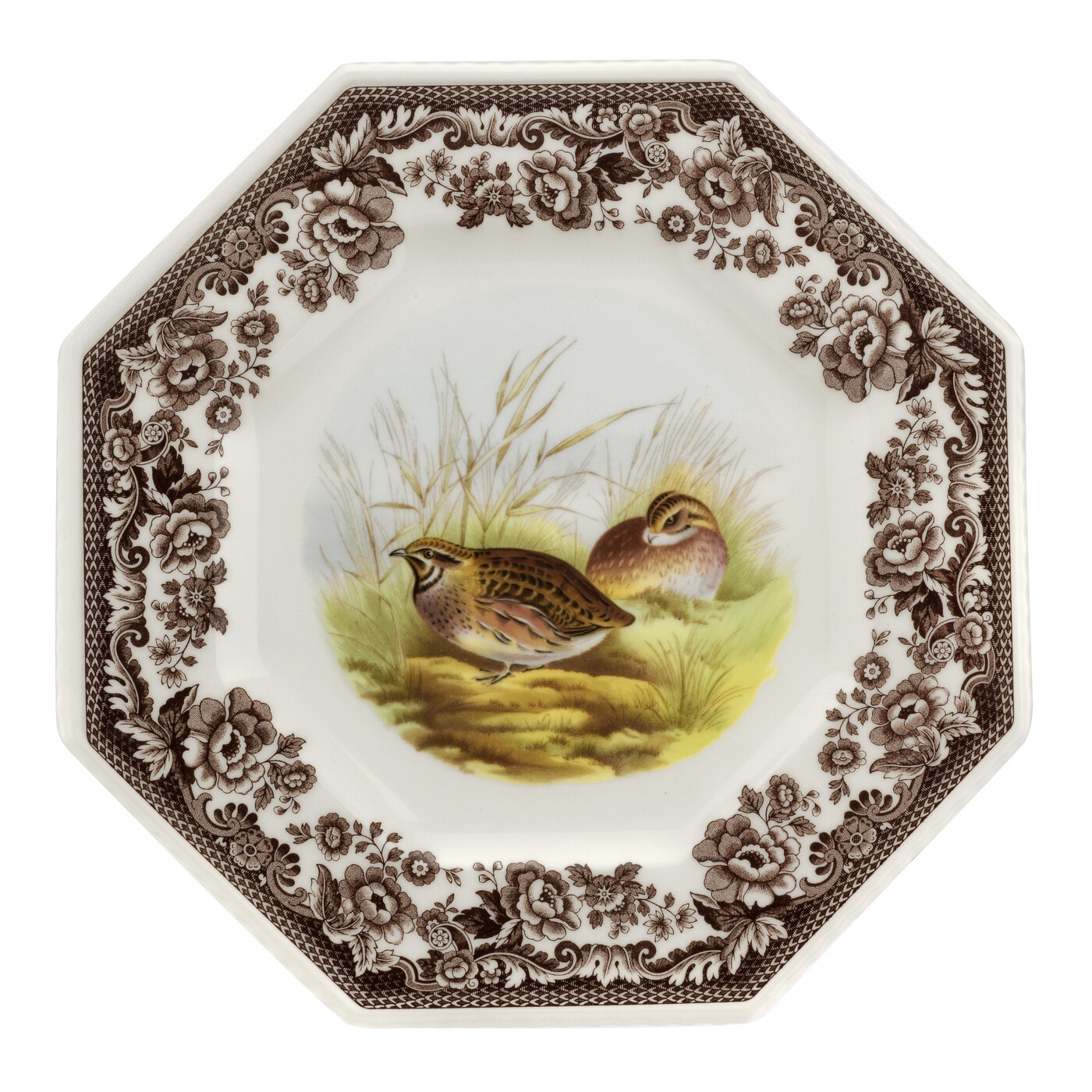 Woodland Octagonal Plate 9.5 Inch (Quail) image number null