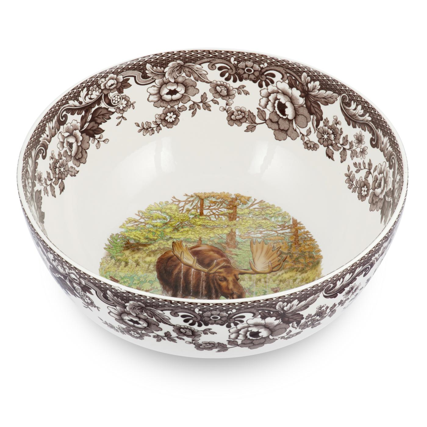 Woodland Round Salad Bowl 9.75 Inch, Moose image number null