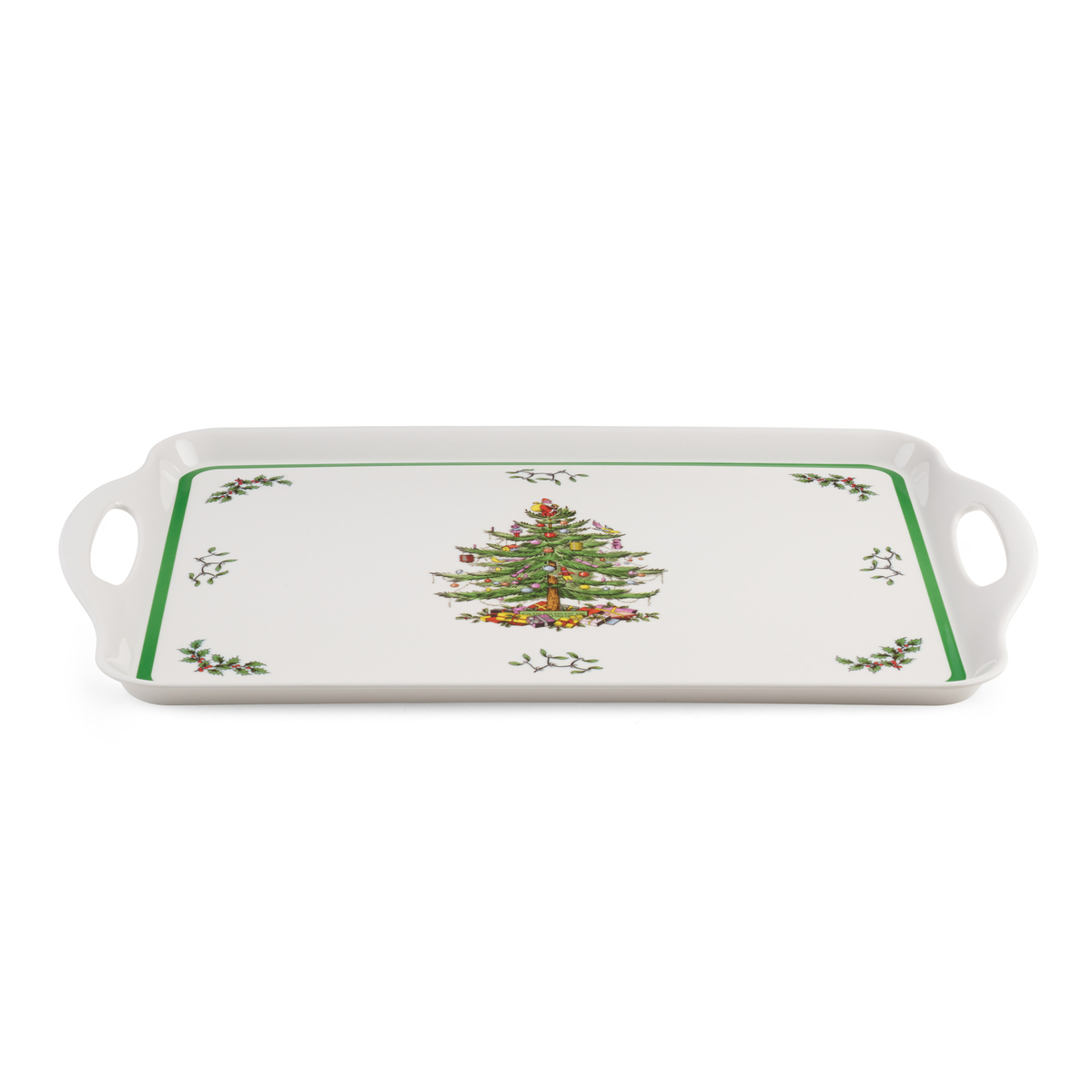 Christmas Tree Large Melamine Handled Tray image number null