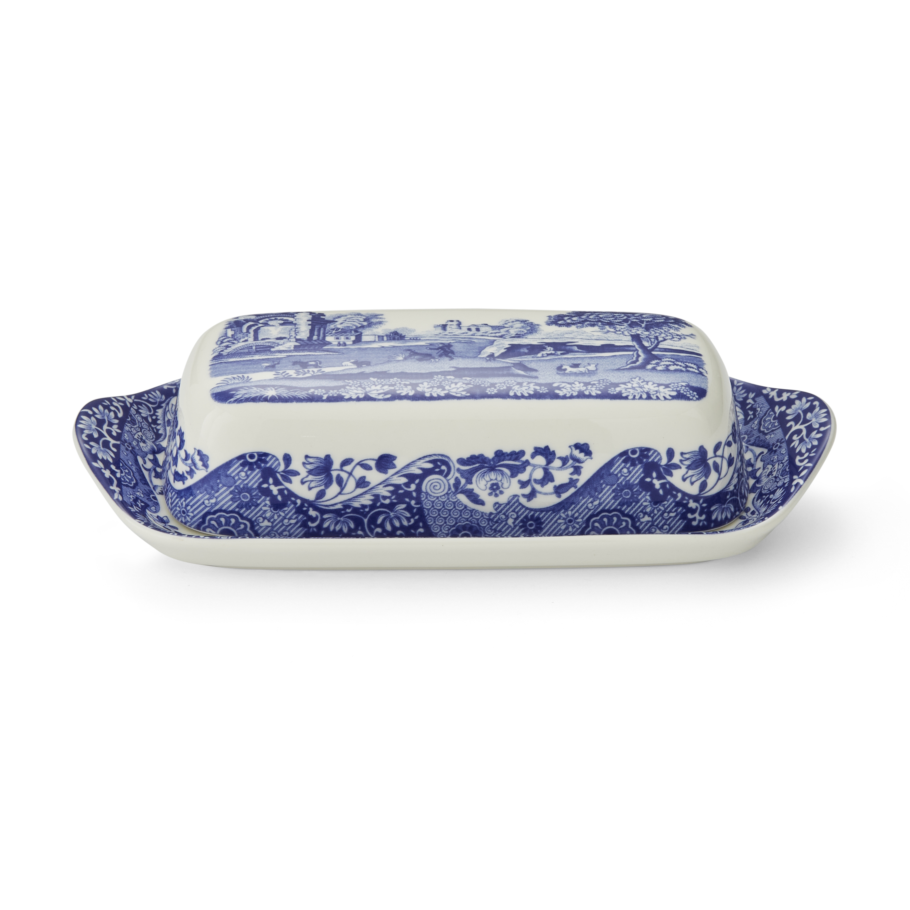 Blue Italian Covered Butter Dish