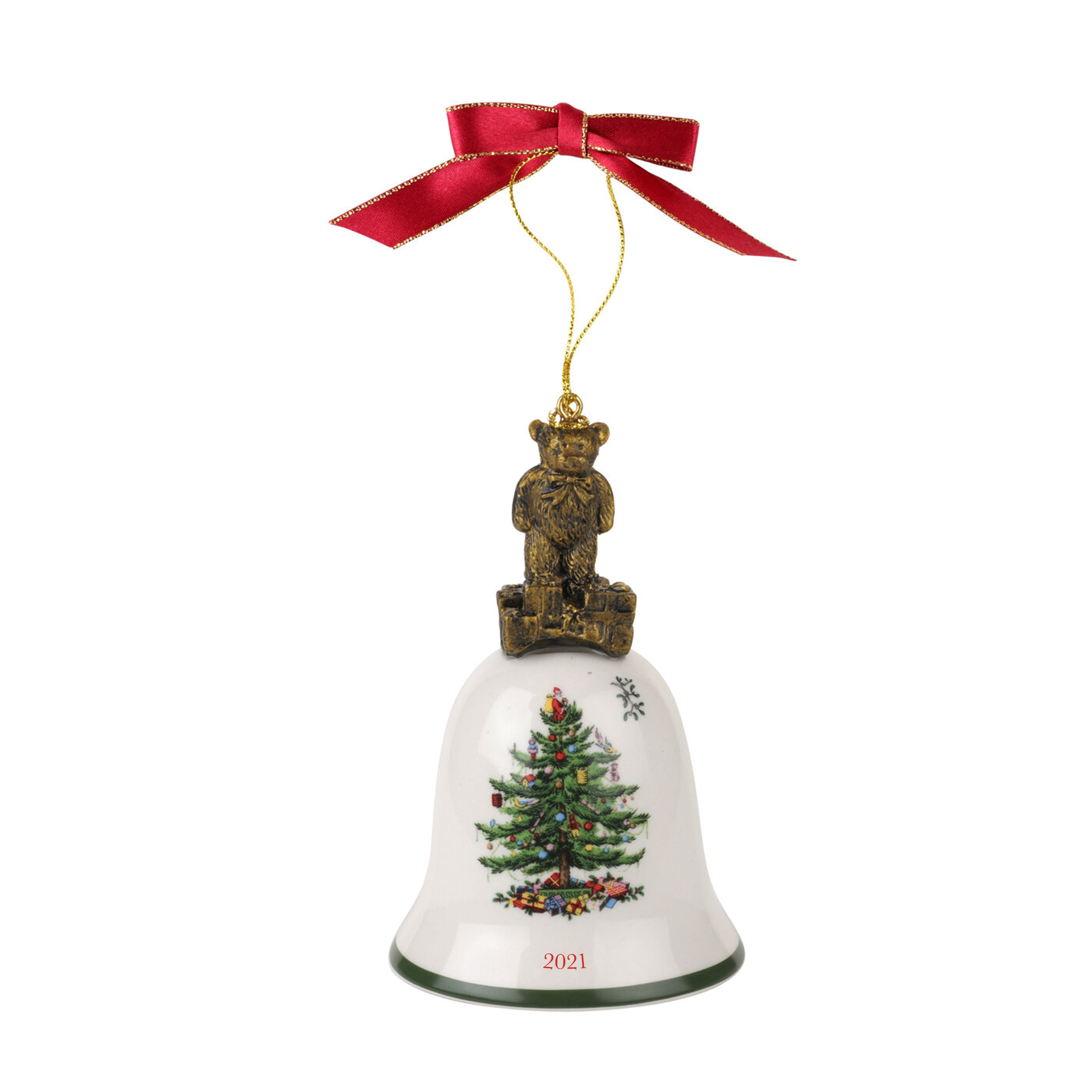 Spode Christmas Tree Teddy Bear Annual Bell Ornament 2021 Spode