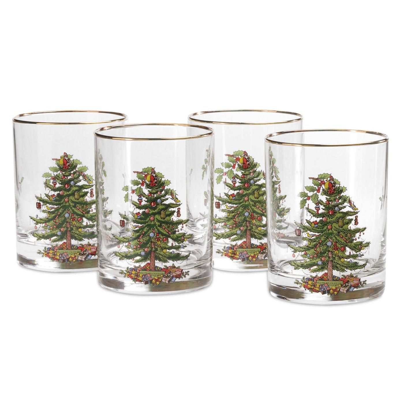 Christmas Tree Set of 4 Lowball Glasses image number null