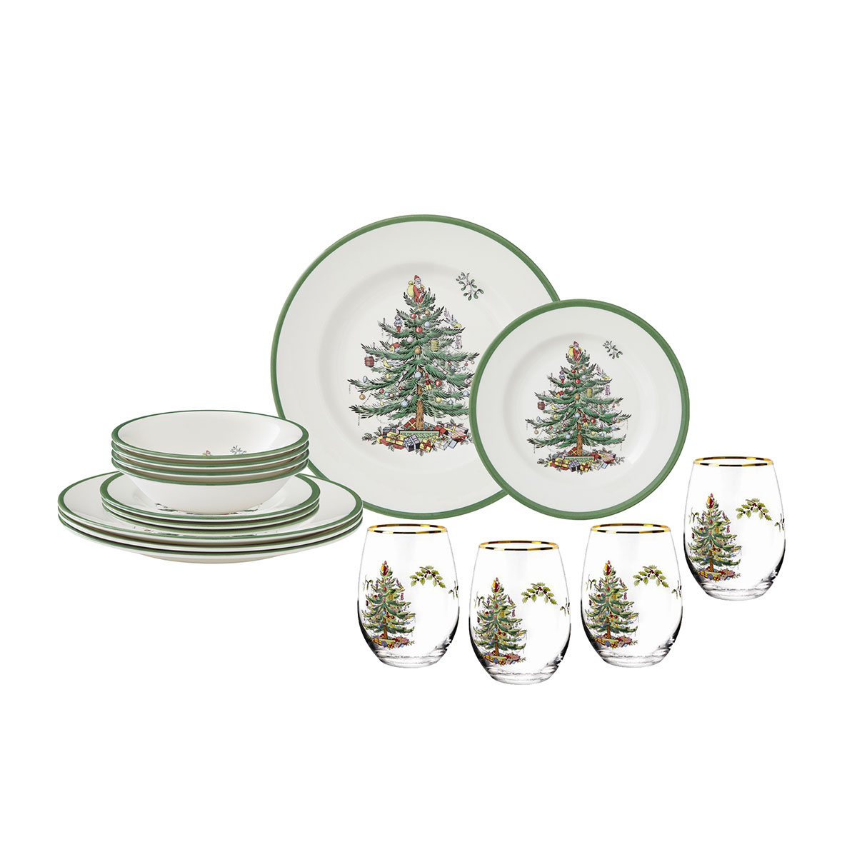 Christmas Tree 16 Piece Glassware Set image number null