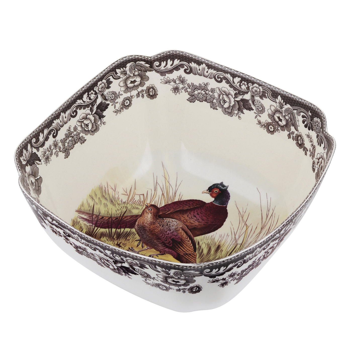 Spode Woodland Deep Square Serving Bowl 9.5 Inch (Pheasant) image number null