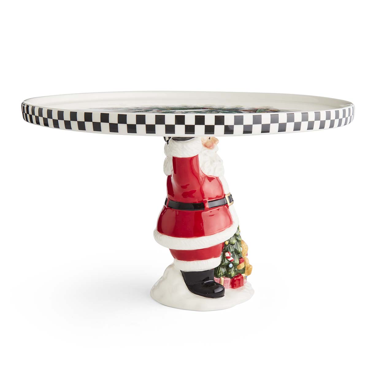 Christmas Tree Black & White Santa Cake Plate image number null