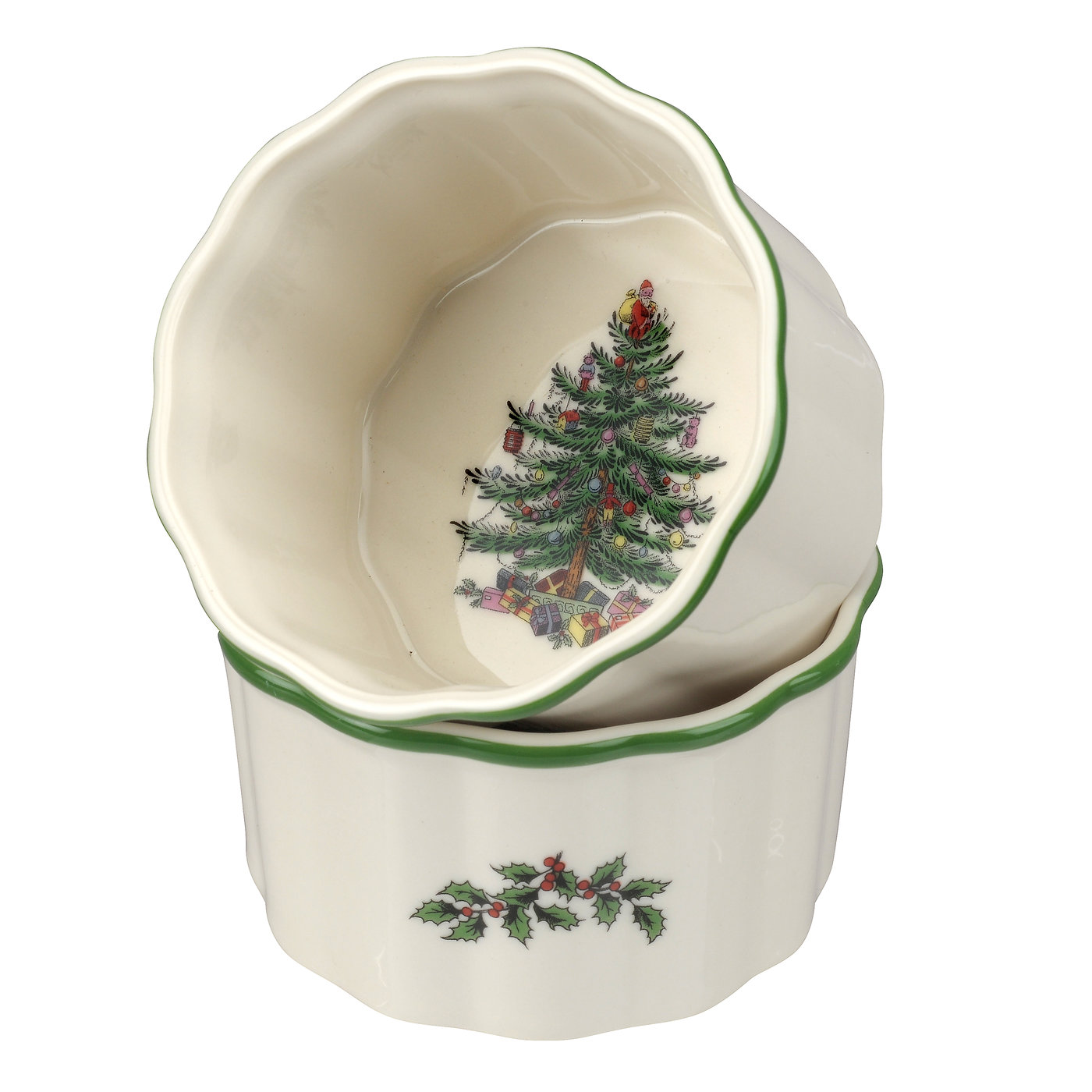 Christmas Tree Set of 2 Scalloped Ramekins image number null