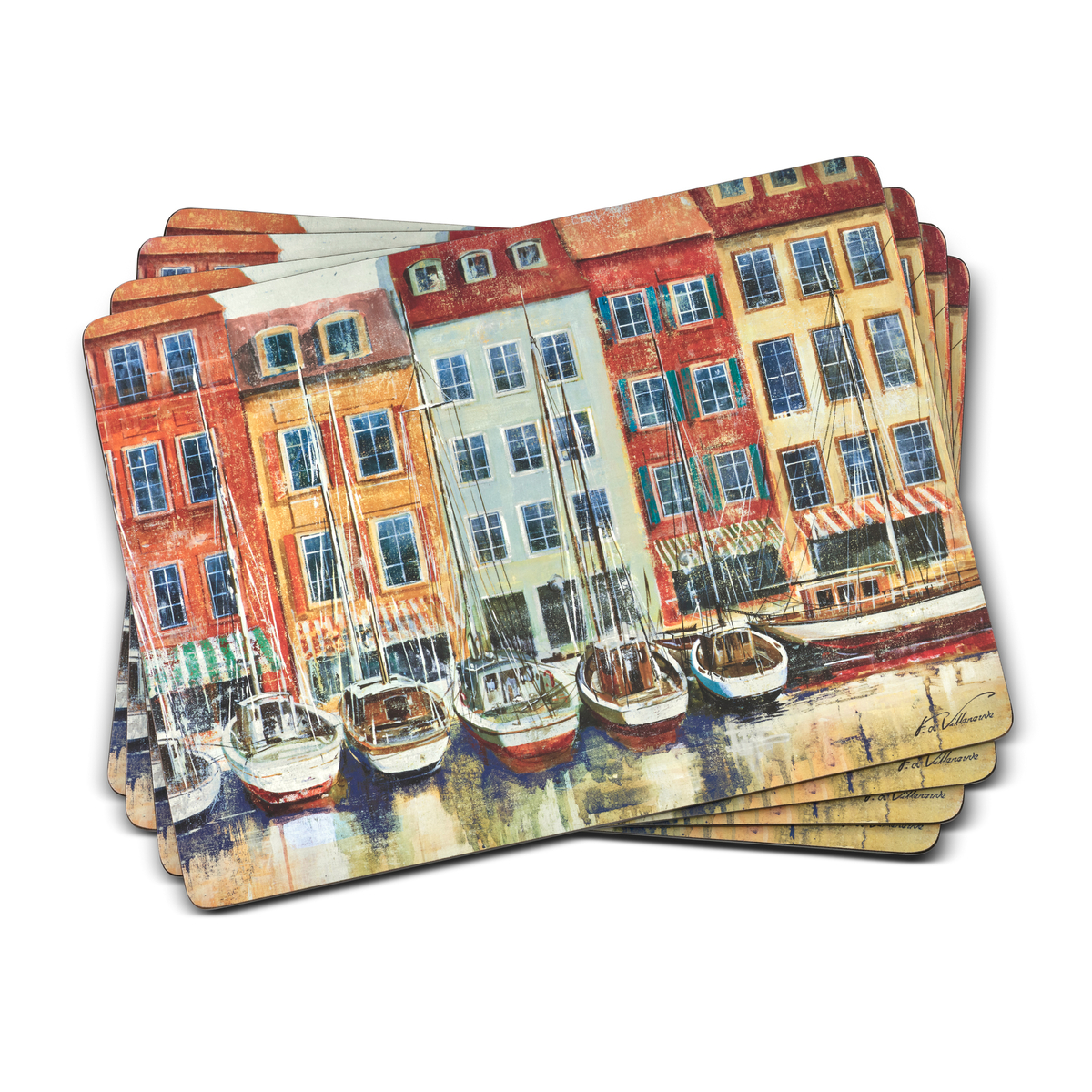 Boat Scene Large Placemats Set of 4 image number null