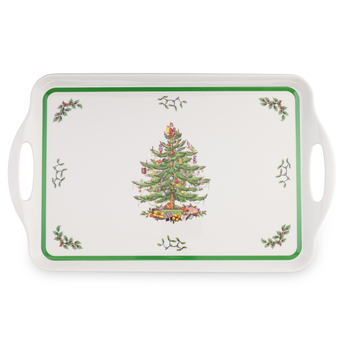 Christmas Tree Large Melamine Handled Tray image number null