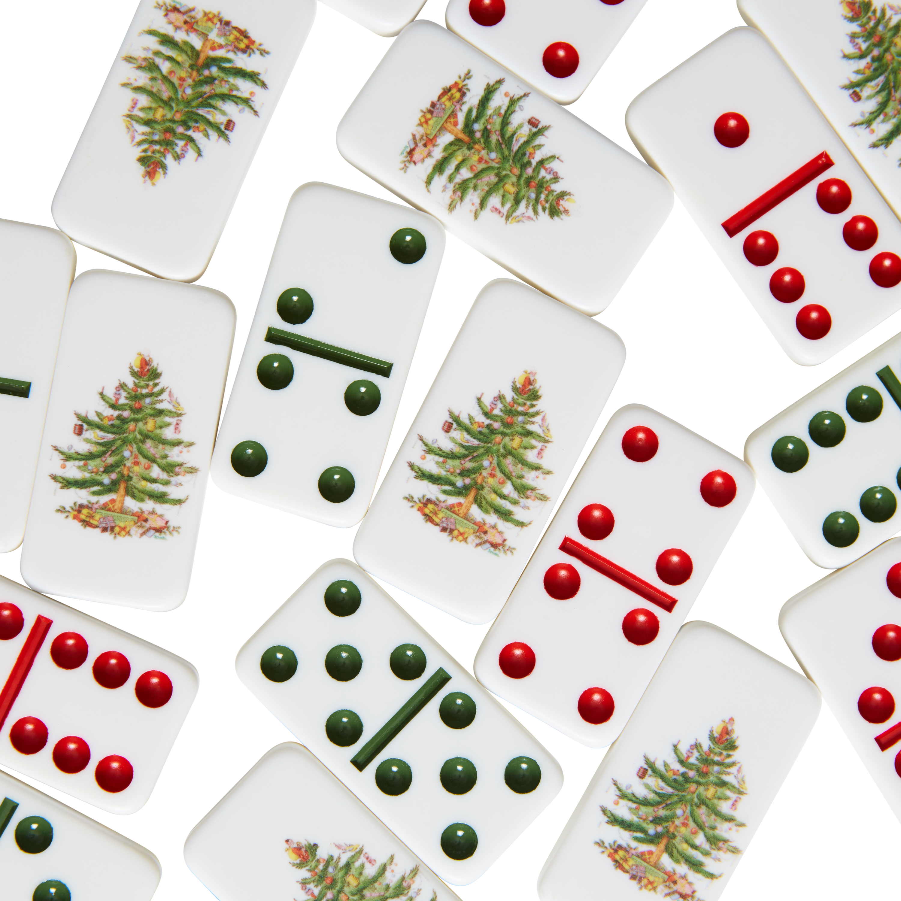 Christmas Tree 28 Piece Double Six Dominoes Set image number null
