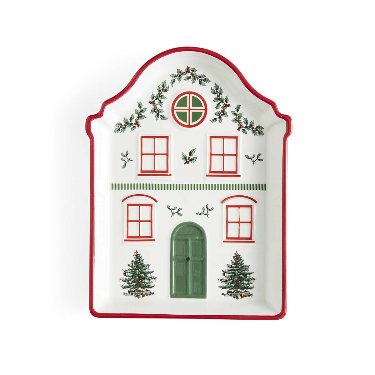Christmas Tree Village Red Tidbit Tray image number null