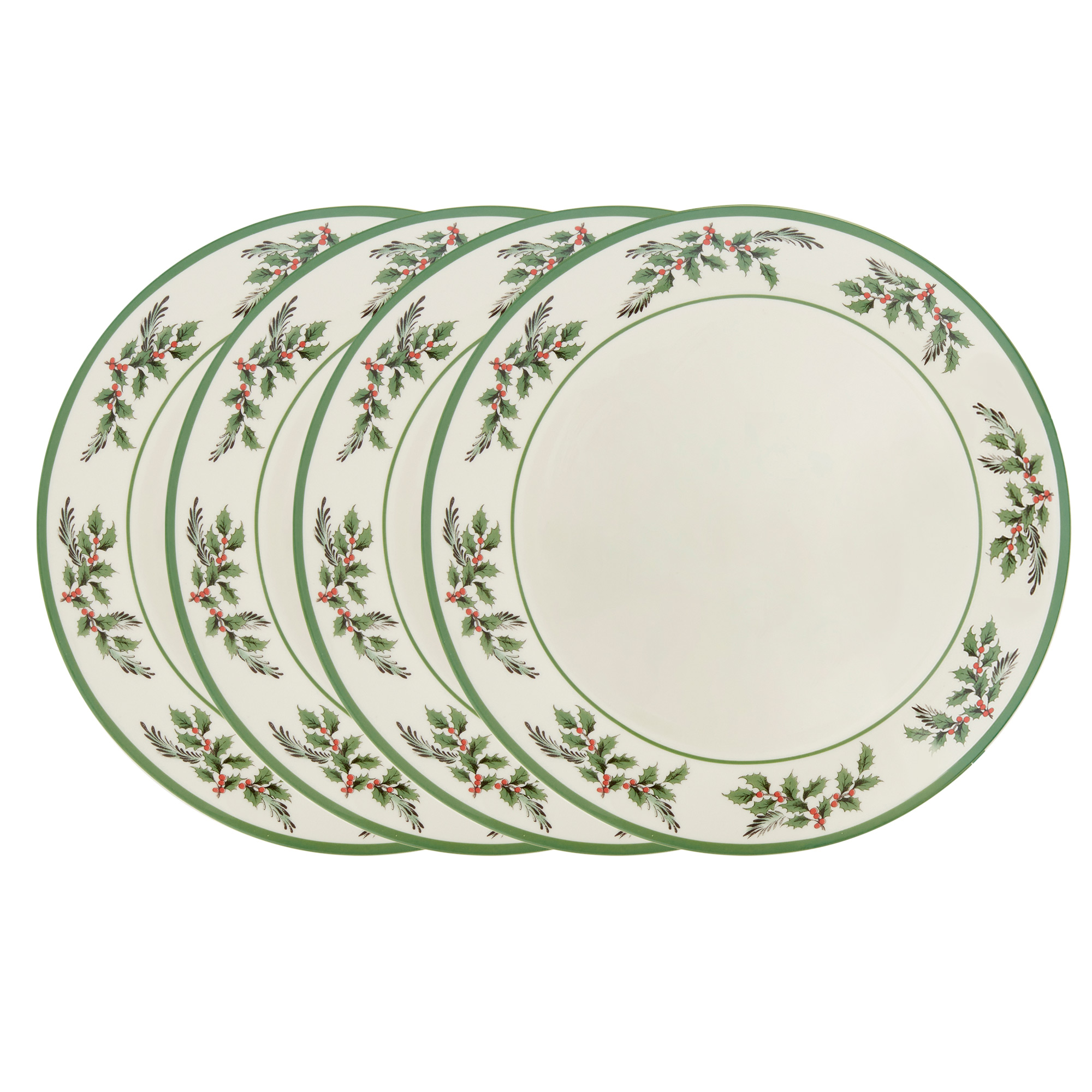 Christmas Tree Holly Dinner Plates Set of 4