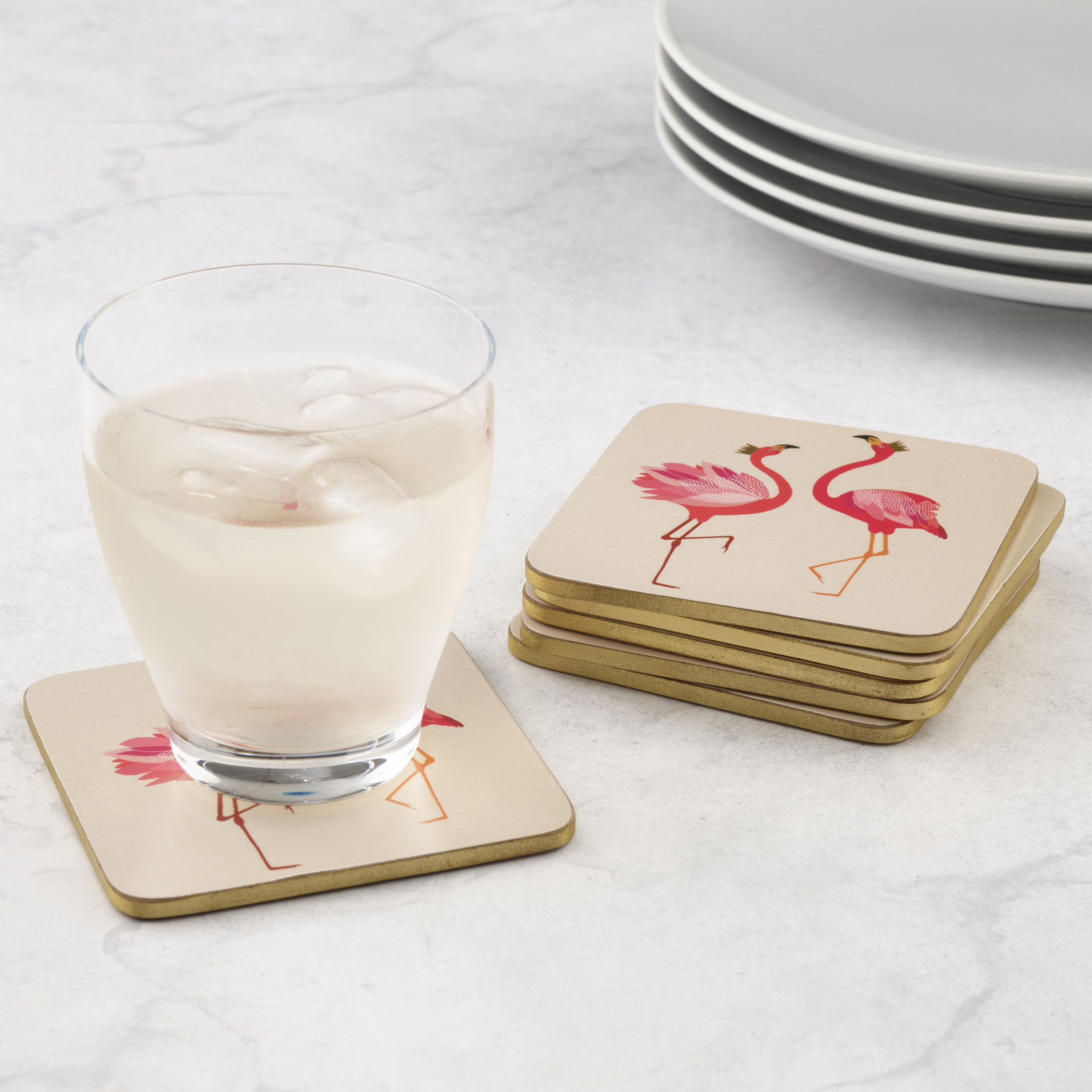 Sara Miller London Flamingo Coasters Set of 6 image number null