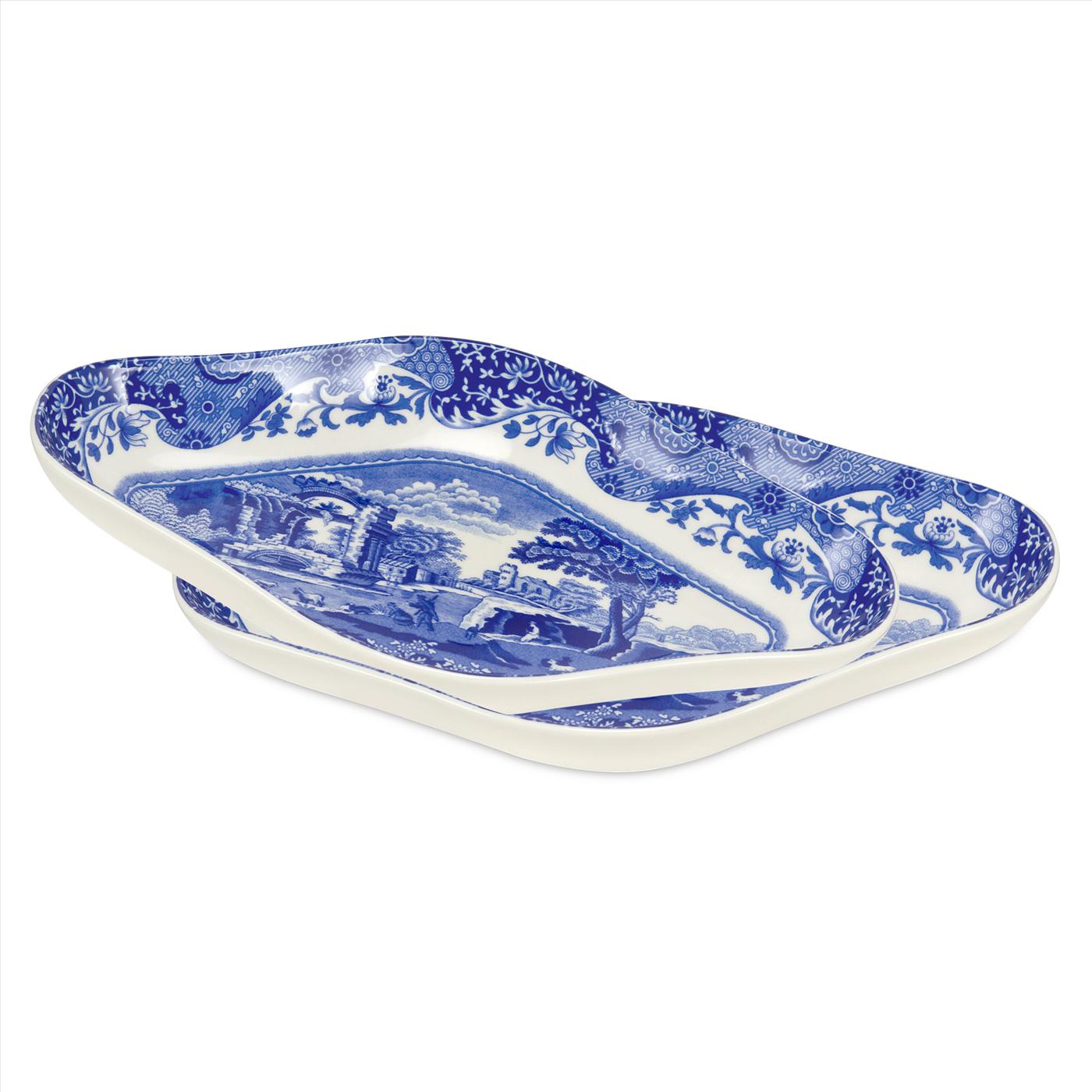 Blue Italian Pickle Dishes Set of 2 image number null
