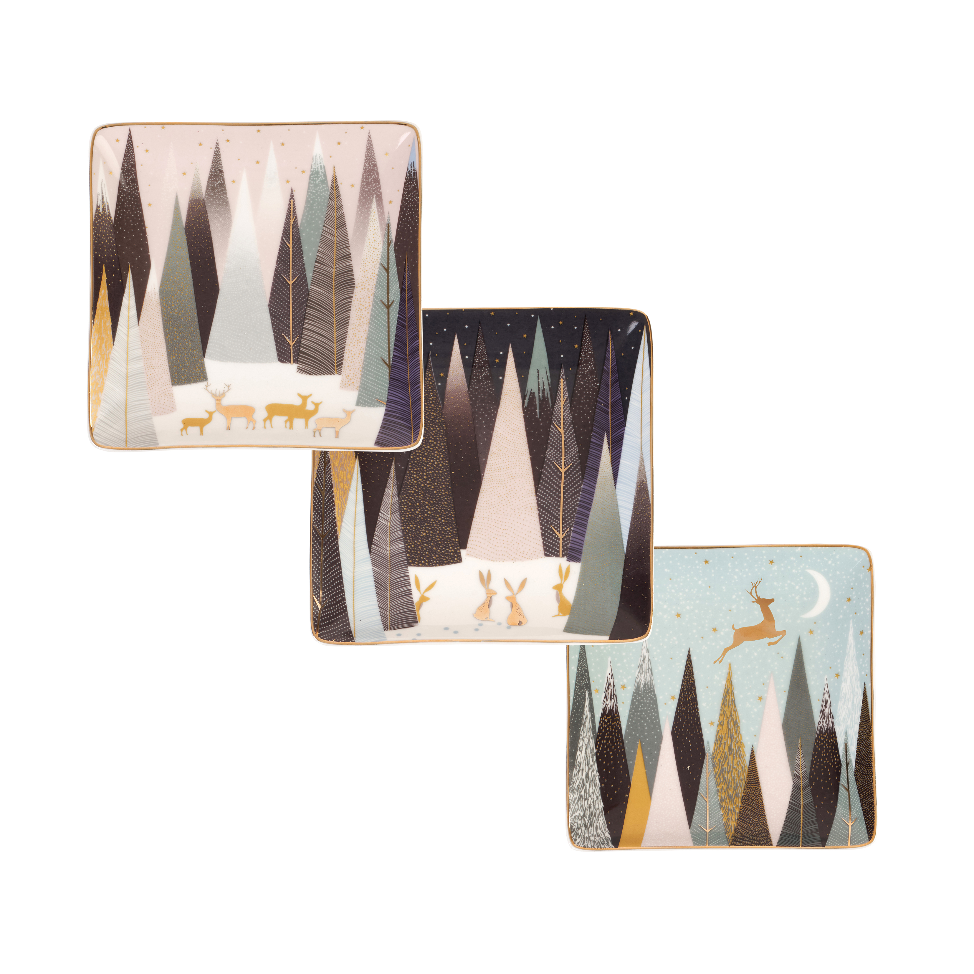 Sara Miller London Frosted Pines Set of 3 Square Trays image number null