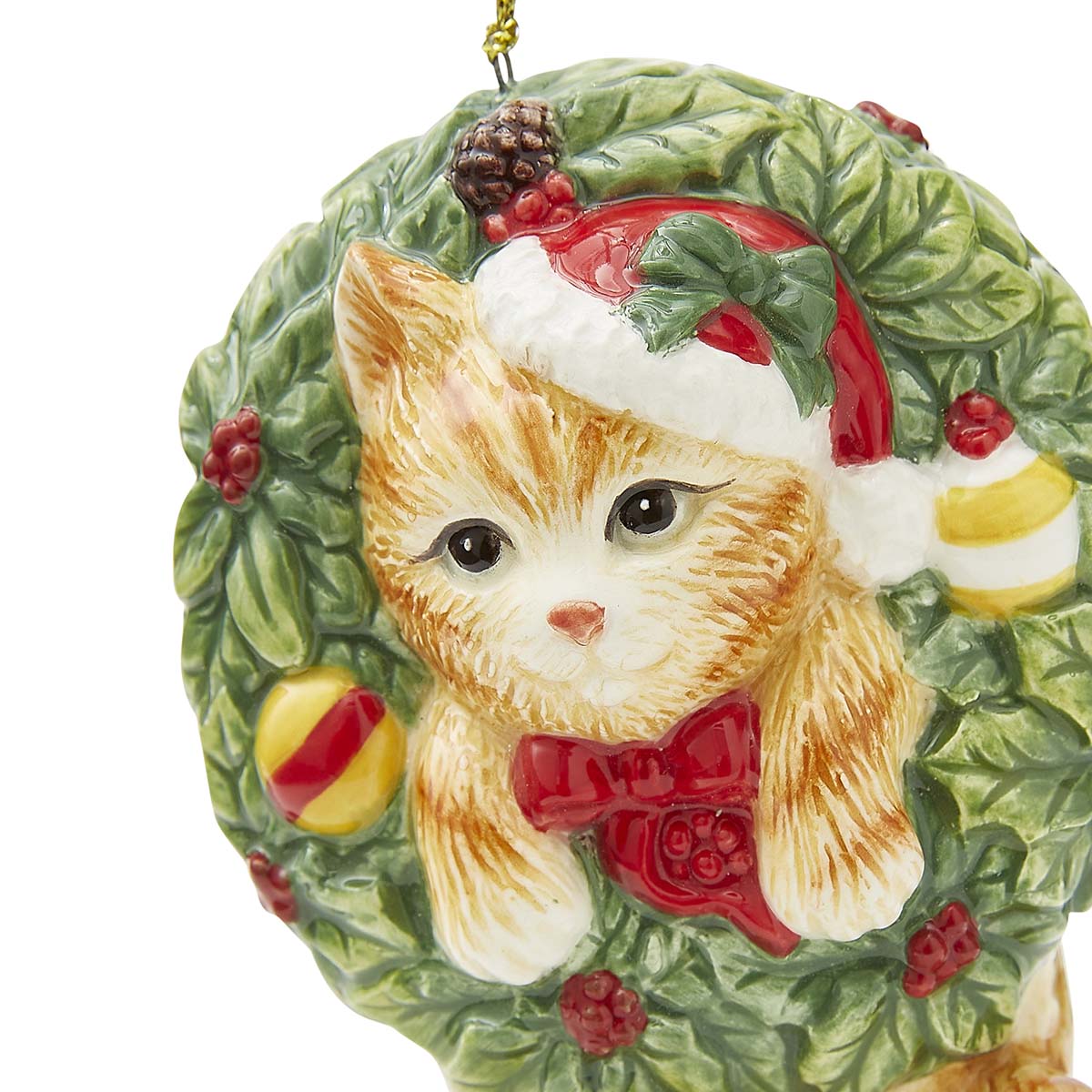 Christmas Tree Kittent In Wreath Ornament image number null