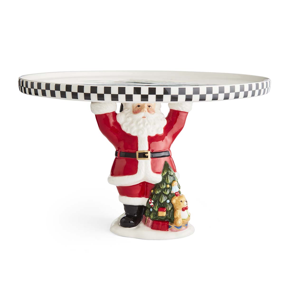 Christmas Tree Black & White Santa Cake Plate image number null