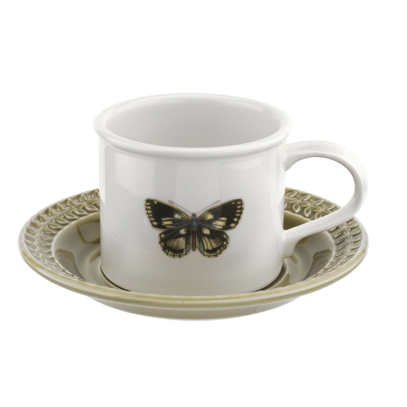 Botanic Garden Harmony Embossed Moss Green Breakfast Cup and Saucer image number null