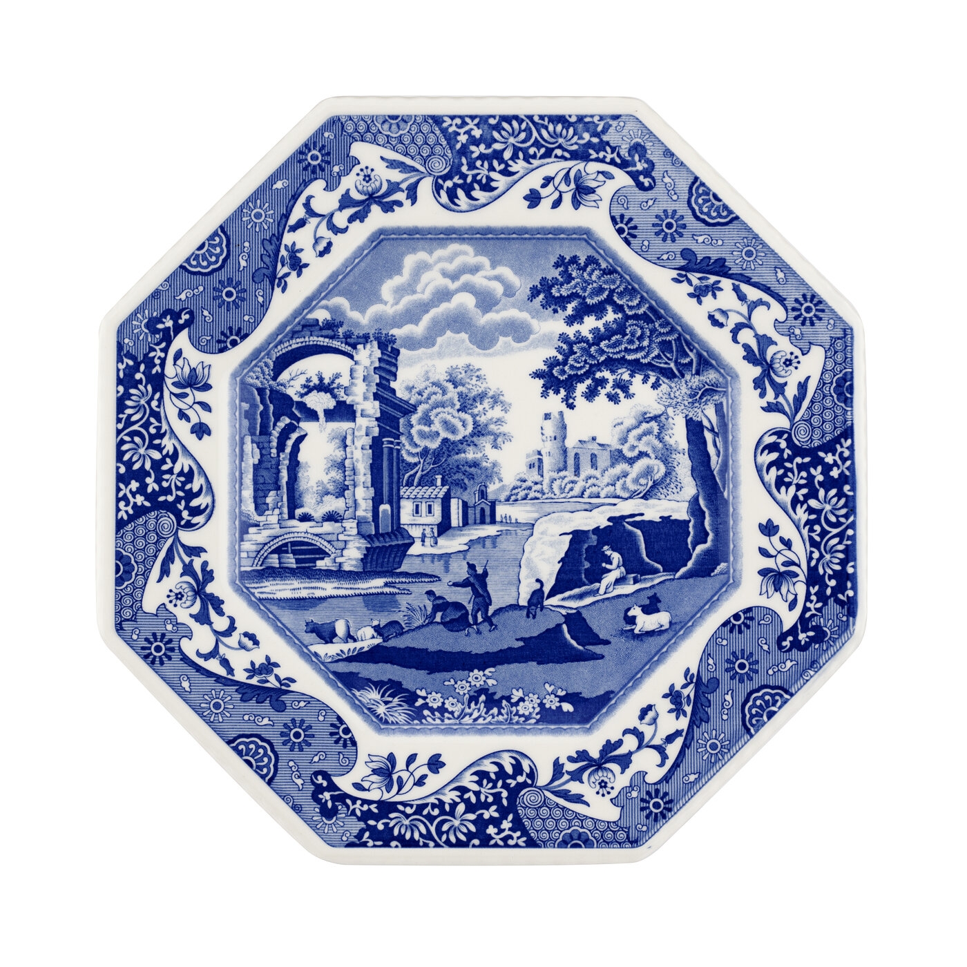Blue Italian 9.5 Inch Octagonal Plate image number null