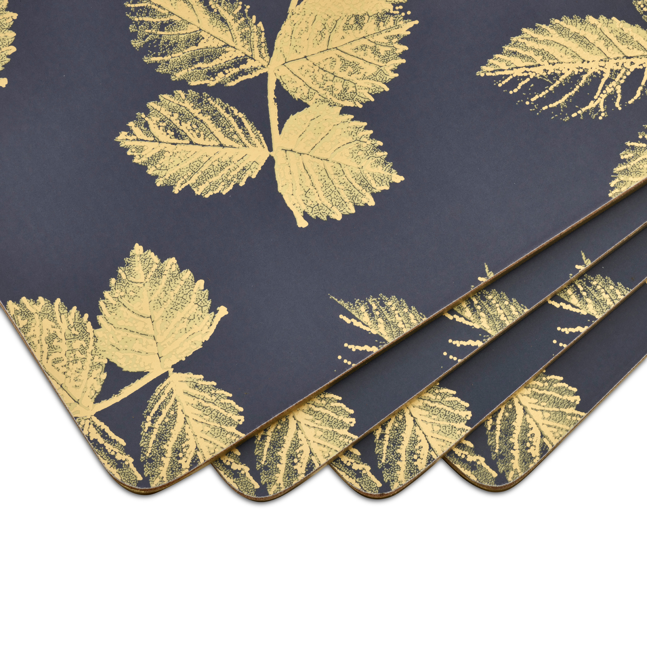 Sara Miller London Etched Leaves  Placemats Set of 4 Navy image number null