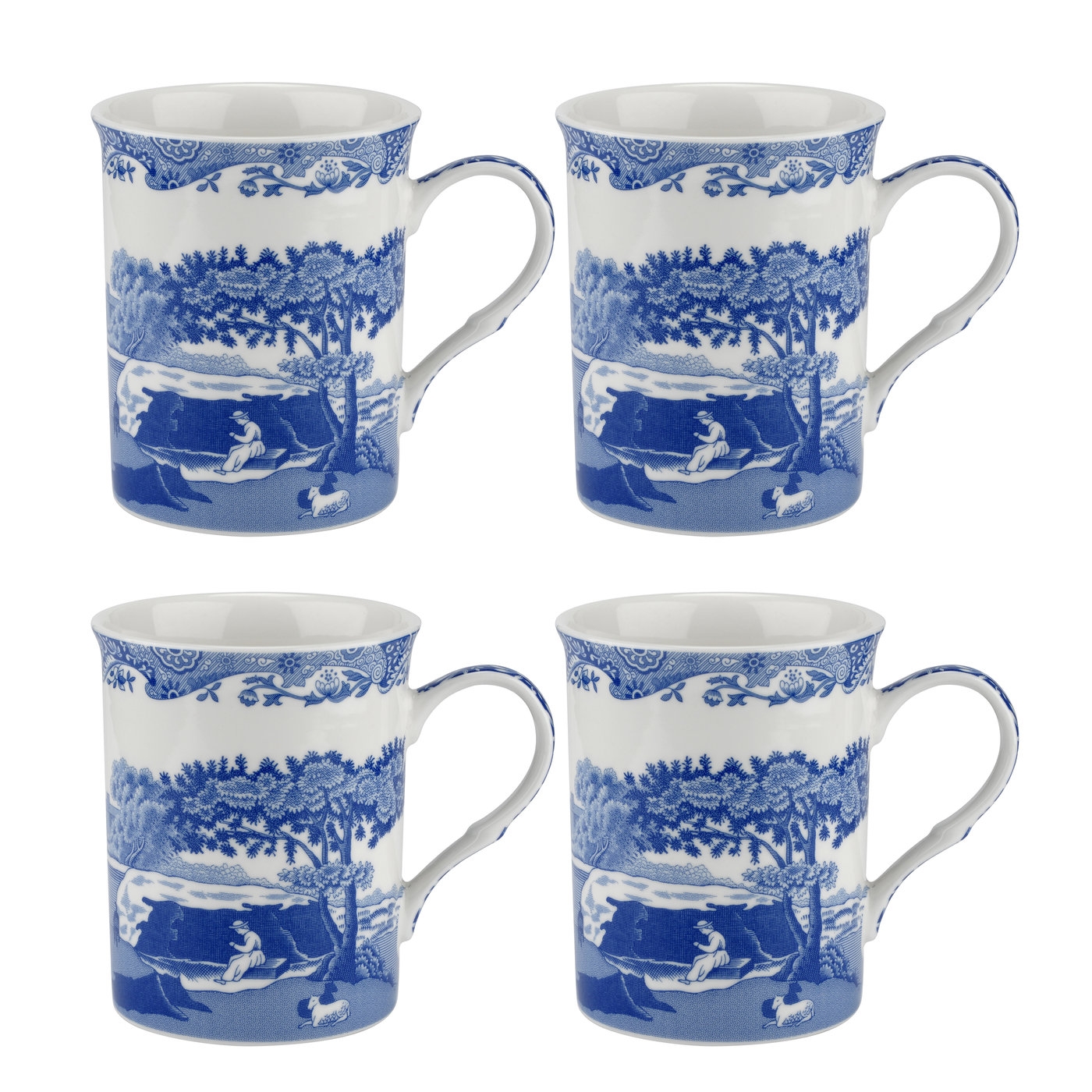 Spode Blue Italian 12 oz Mugs Set of 4 Spode