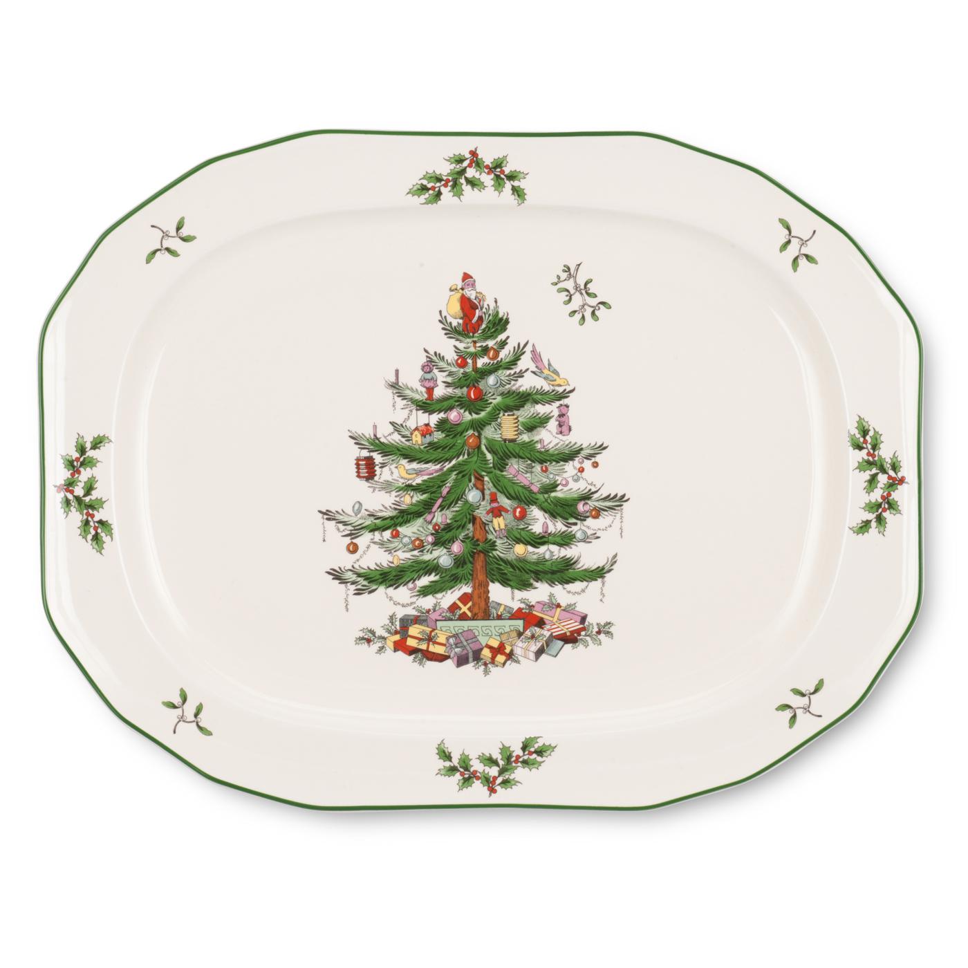 Christmas Tree Sculpted 14 Inch Oval Platter image number null