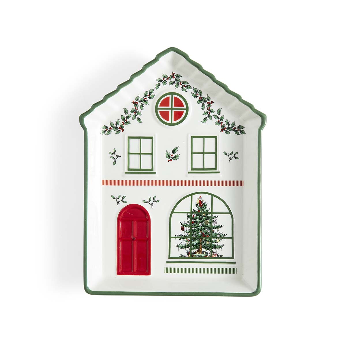 Christmas Tree Village Greeen Tidbit Tray image number null