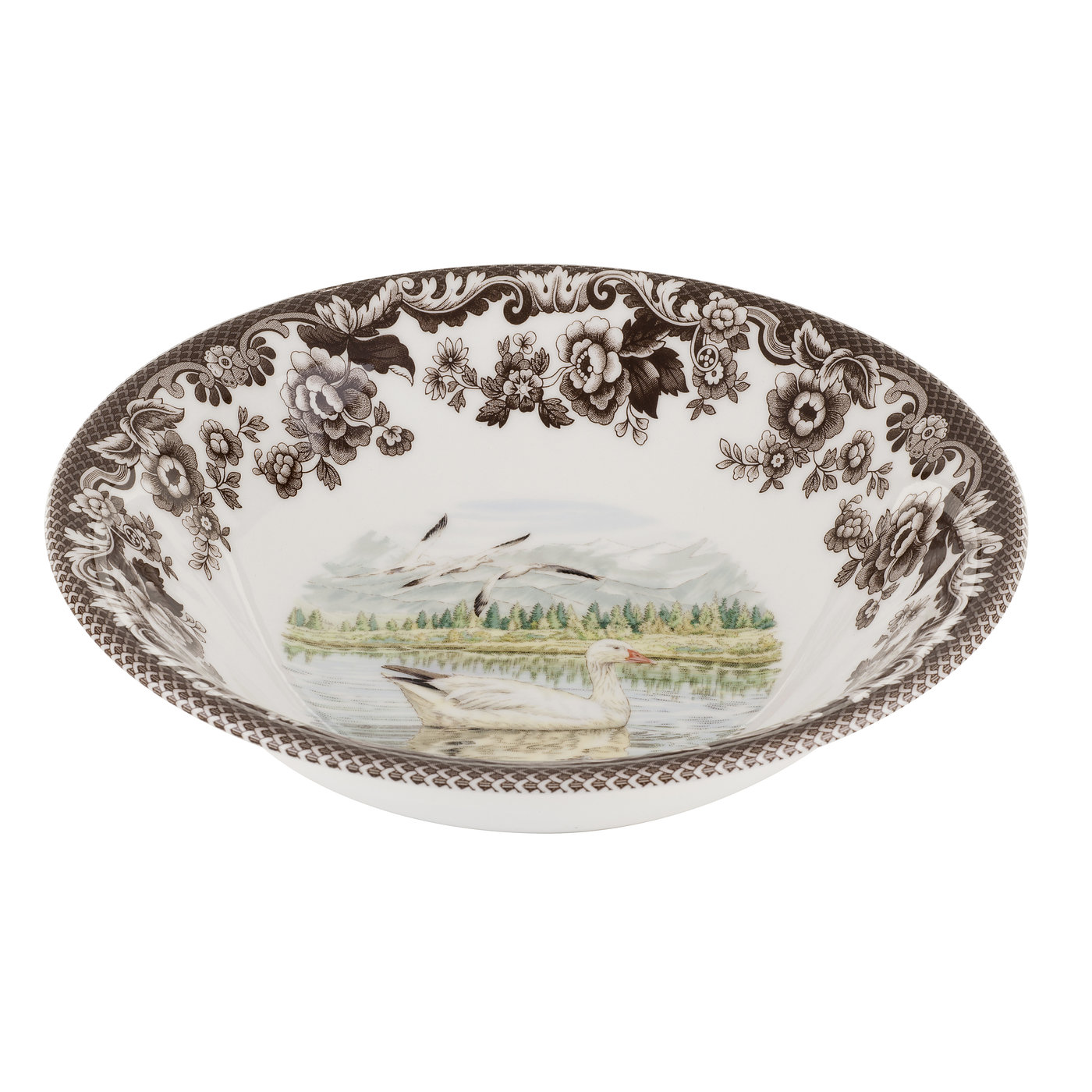 Spode Woodland Ascot Cereal Bowl 8 Inch (Snow Goose) image number null