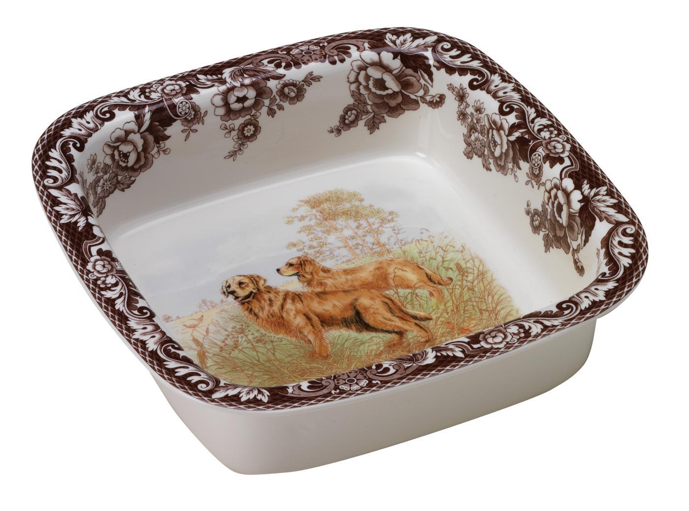 Woodland Square Rim Dish (Golden Retriever) image number null