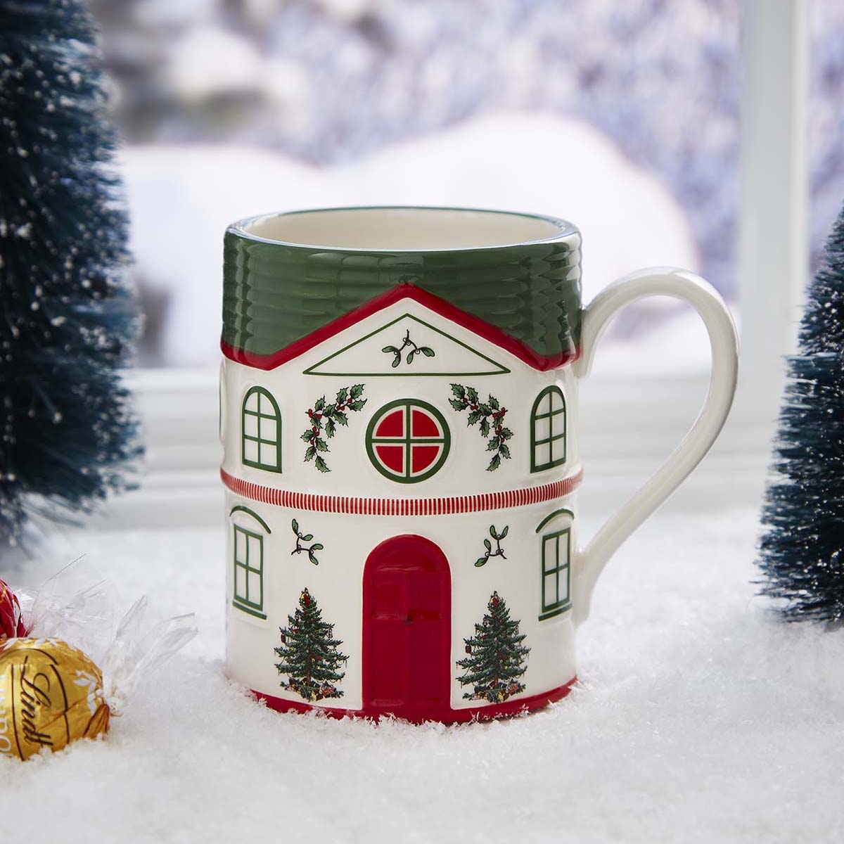 Christmas Tree Village Red Mug image number null