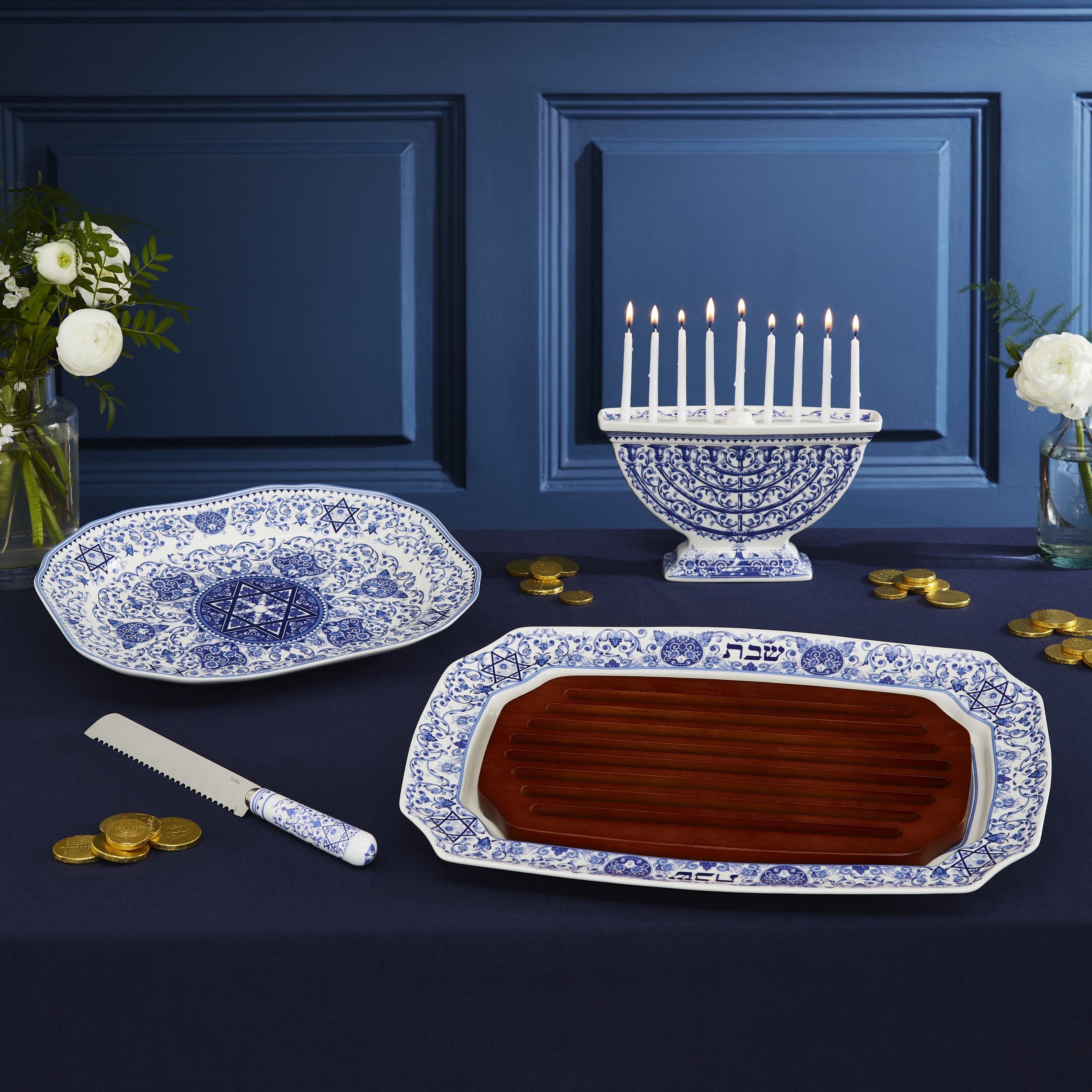 Judaica Challah Tray with Wood Insert image number null