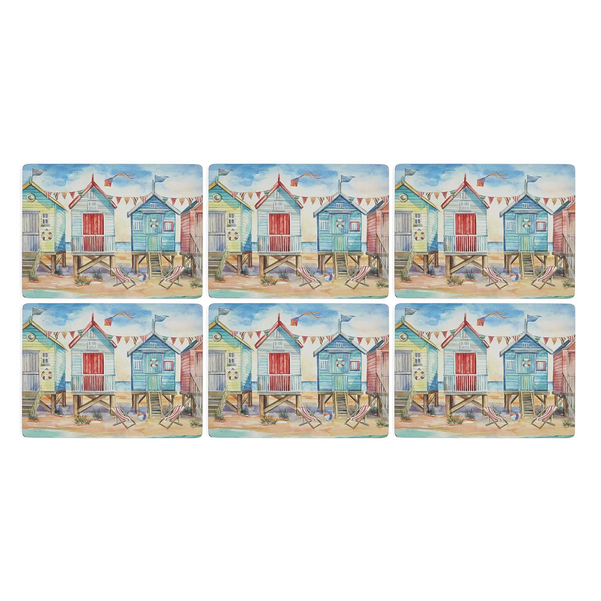 Beach Huts Set of 4 Large Placemats image number null